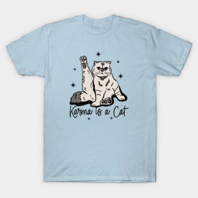 Karma is a Cat with Stars T-Shirt by Midnight Pixels