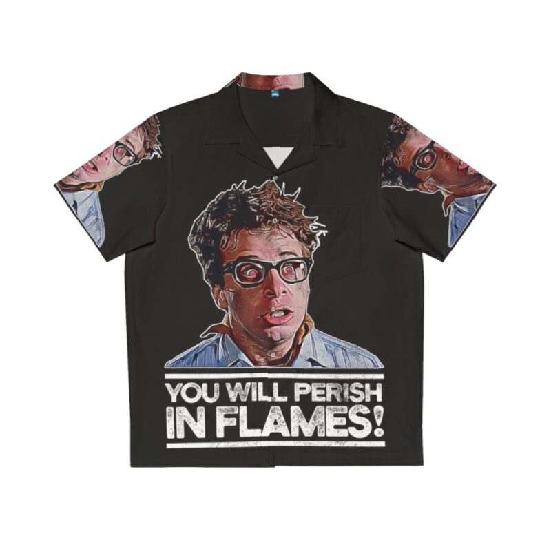 Possessed Hawaiian Shirt with "You Will Perish in Flames" Text