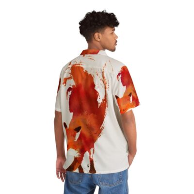 Nature inspired Hawaiian shirt with Vulpes Vulpes fox design - People Back