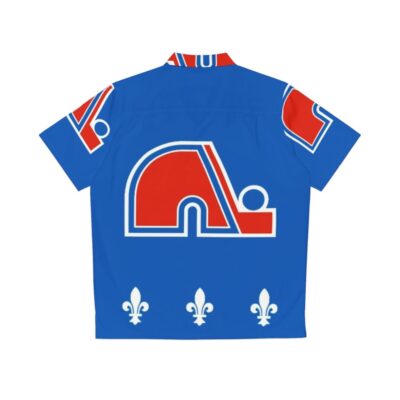 Vintage Quebec Nordiques Hockey Retro Hawaiian Shirt - Back