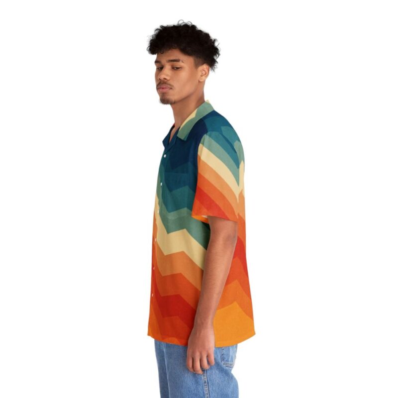 Vibrant retro Hawaiian shirt with geometric abstract pattern - People Left