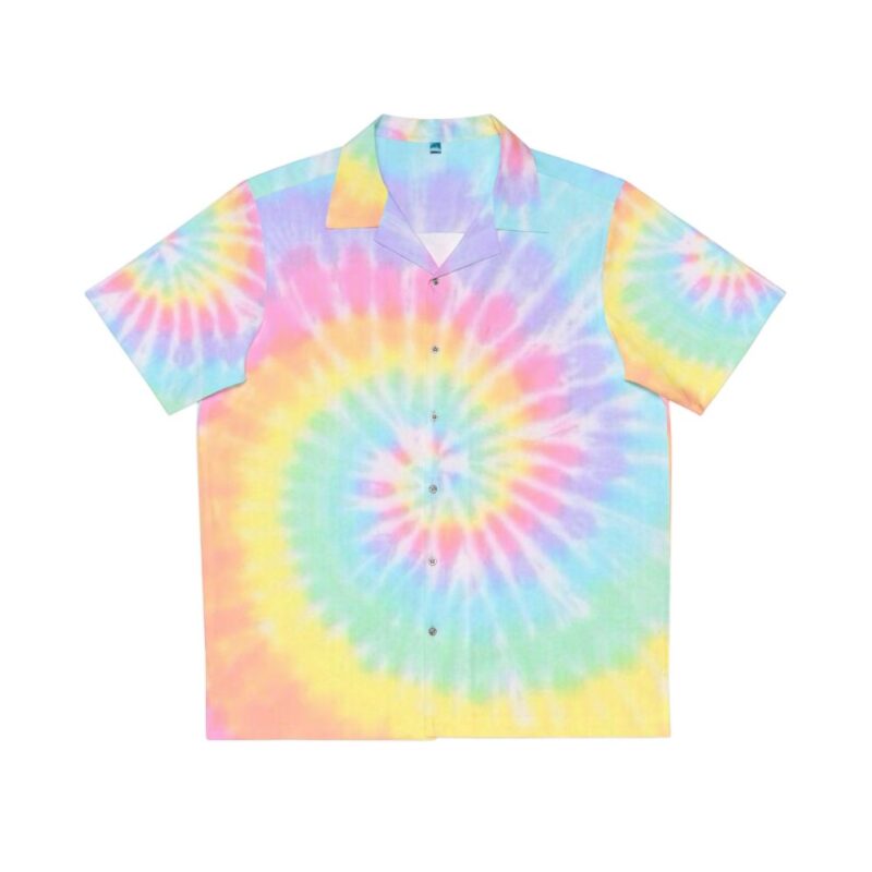 Vibrant rainbow tie dye hawaiian shirt