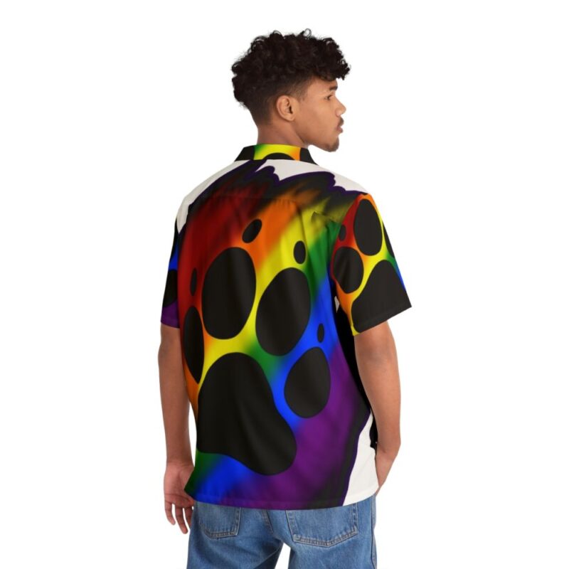 Vibrant rainbow furry animal paw design Hawaiian shirt - People Back