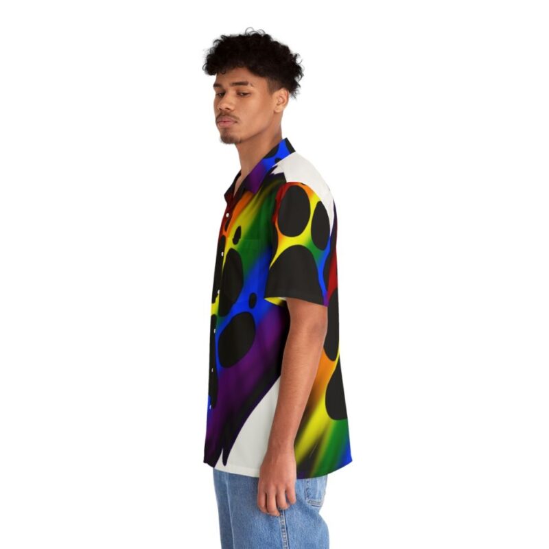 Vibrant rainbow furry animal paw design Hawaiian shirt - People Left