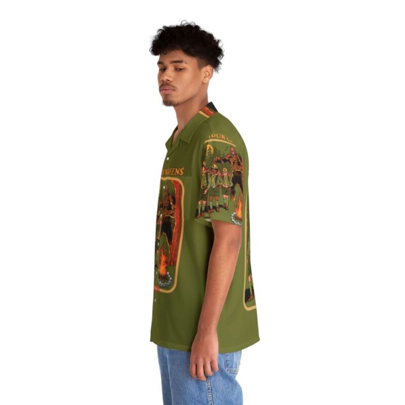 Vintage style Hawaiian shirt with nature print and humorous "Eat Your Greens" design - People Left