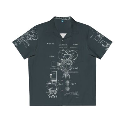 Vintage moviemaker film camera patent drawings 1937 hawaiian shirt