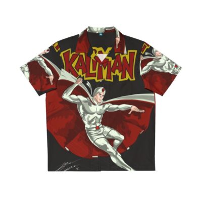 Vintage Kaliman Hawaiian Shirt featuring classic 70s superhero comic art