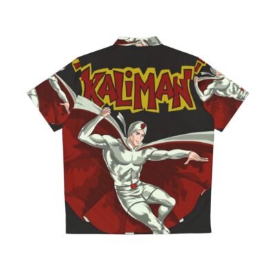 Vintage Kaliman Hawaiian Shirt featuring classic 70s superhero comic art - Back