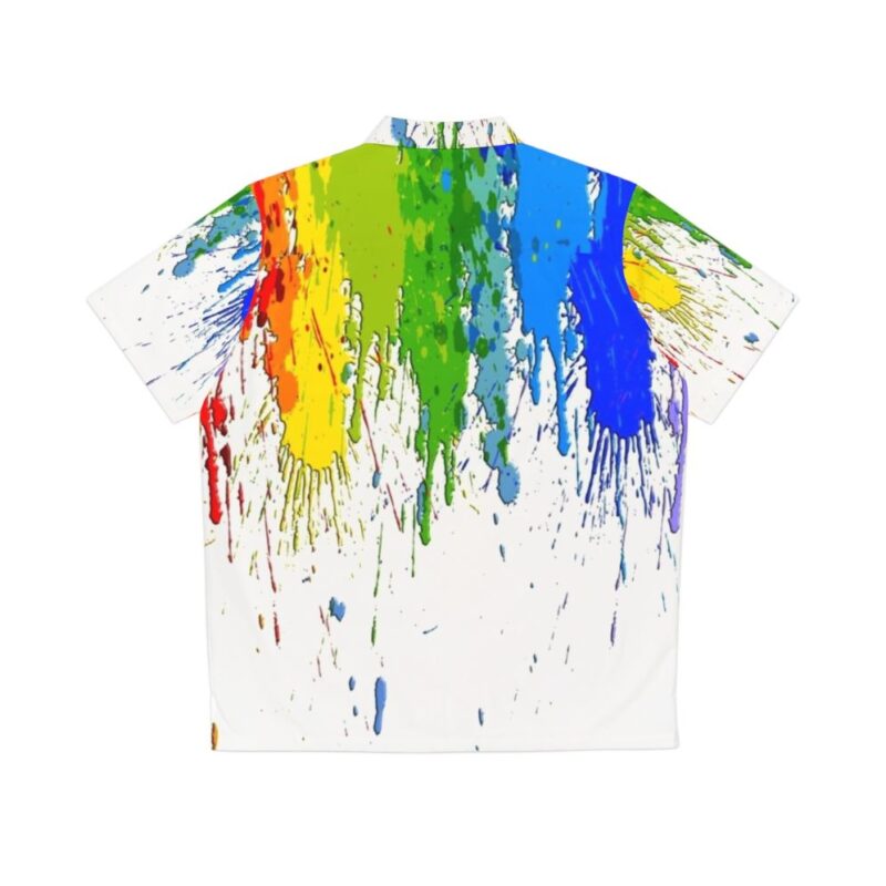 Vibrant colorful Hawaiian shirt with dripping paint art design - Back