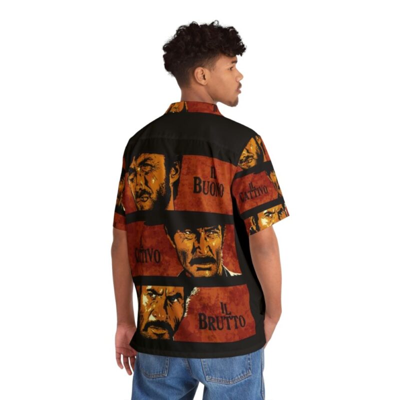 Vintage Hawaiian Shirt with 'The Good, The Bad & The Ugly' Design - People Back