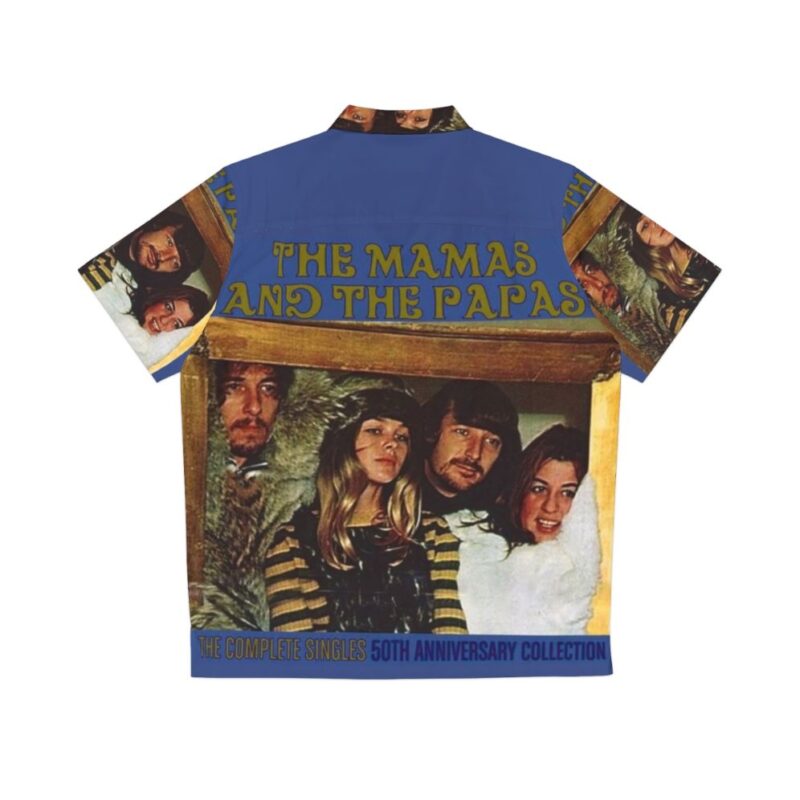 Vintage blue Hawaiian shirt with Mamas and Papas design - Back