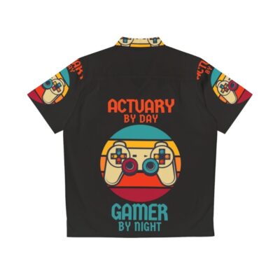 Vintage Actuary Gamer Hawaiian Shirt - Back