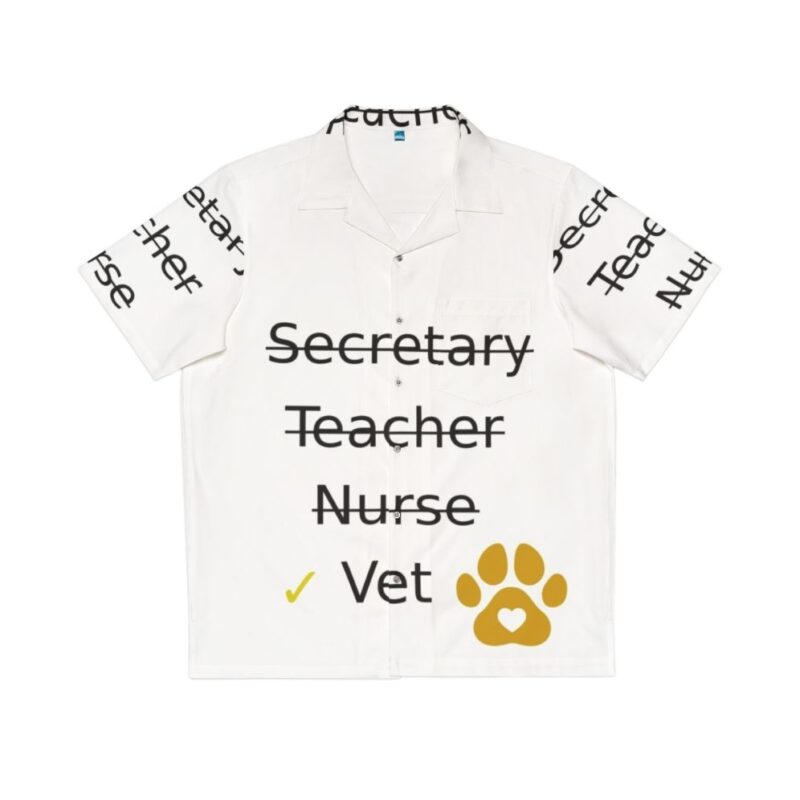 Veterinary Hawaiian Shirt with Occupations and Pets Design