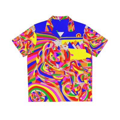 Retro time machine Hawaiian shirt with abstract sci-fi pattern