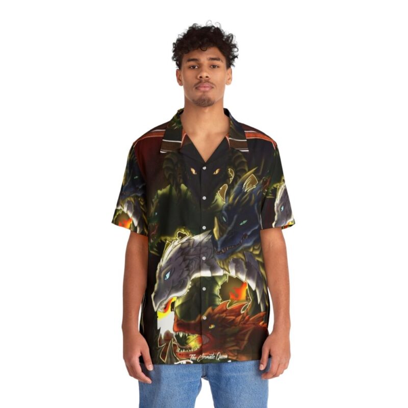 Tiamat The Chromatic Queen Hawaiian Shirt with fantasy dragon design - People Front