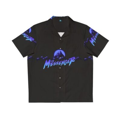 The Messenger Title Hawaiian Shirt featuring the game's logo and night sky mountain landscape