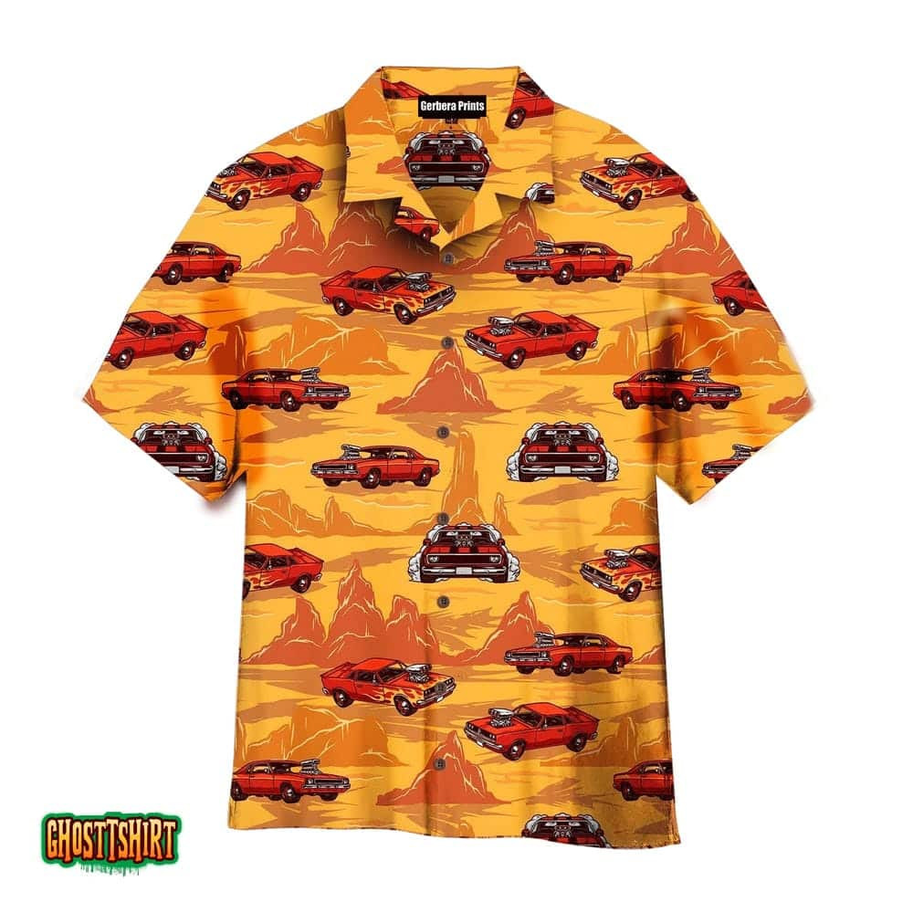 Cars Colorful Vintage Yellow Aloha Hawaiian Shirt