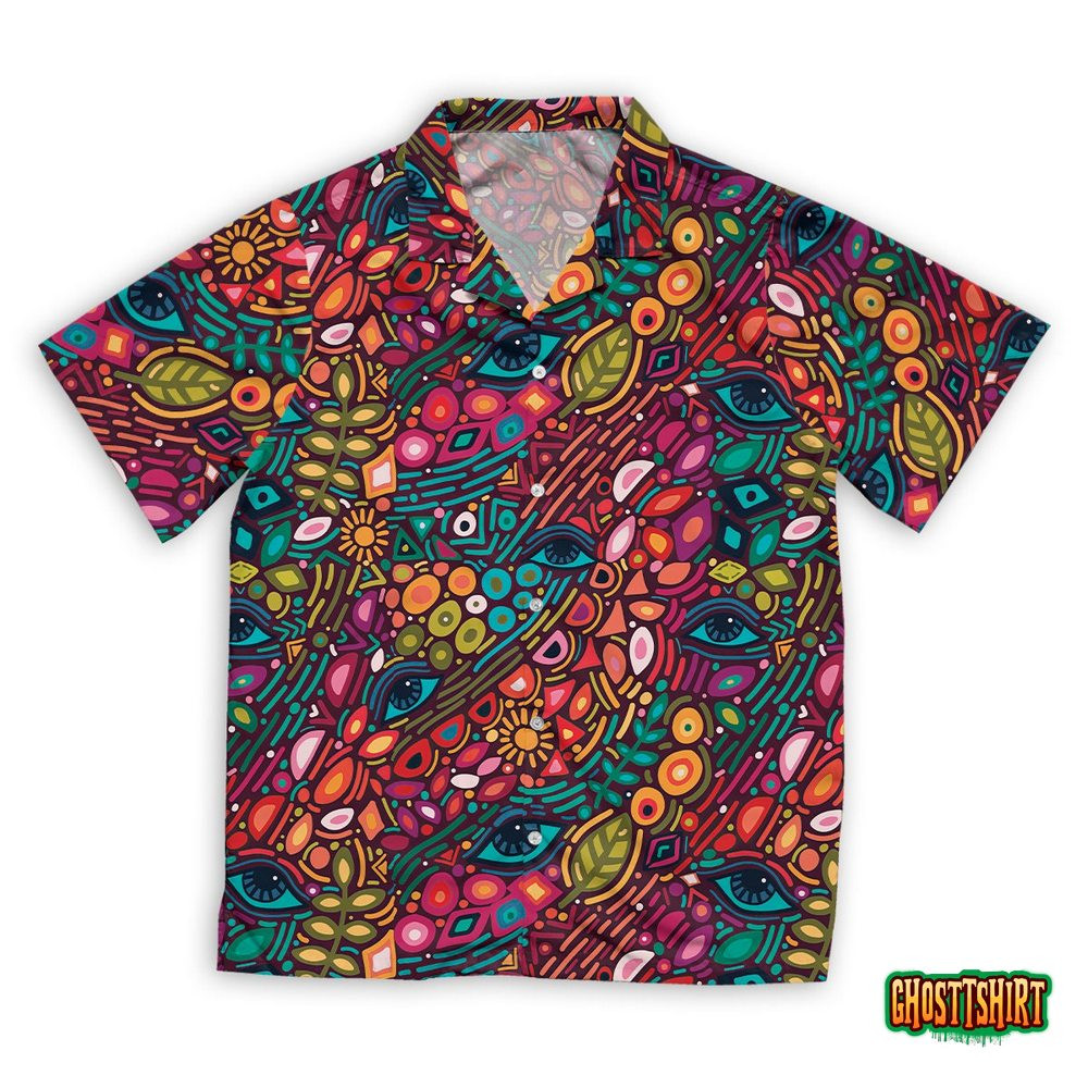 Colorful Botanical Ethnic Ornaments Vector Hawaiian Beach Shirt