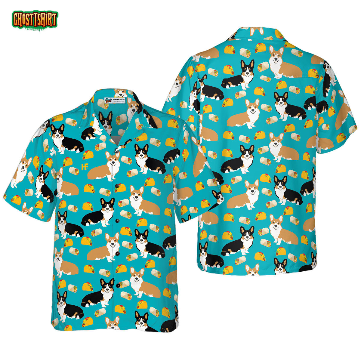 Colorful Corgi Foods Hawaiian Shirt