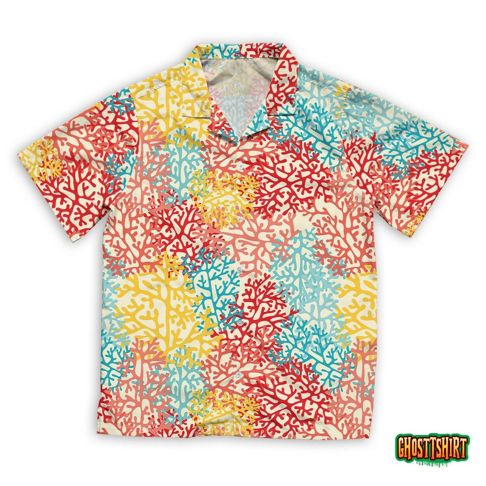 Colorful Sea Corals Hawaiian Beach Shirt