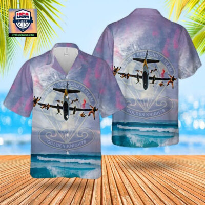 U.S Army Parachute Team Golden Knights Jump From Their C-31A Troopship Aircraft Hawaiian Shirt