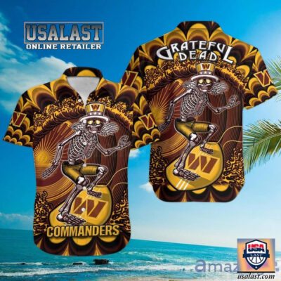 HOT Washington Commanders Grateful Dead Surfing Skeleton Hawaiian Shirt