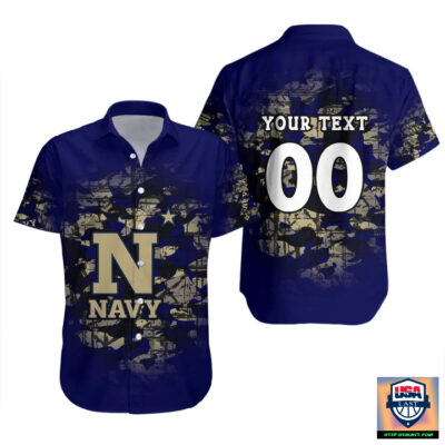 Navy Midshipmen Camouflage Vintage Hawaiian Shirt