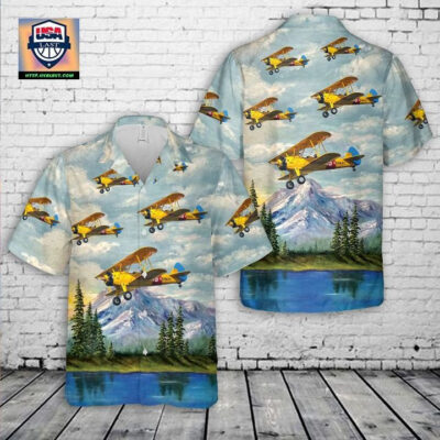 Navy Stearman Biplane Hawaiian Shirt