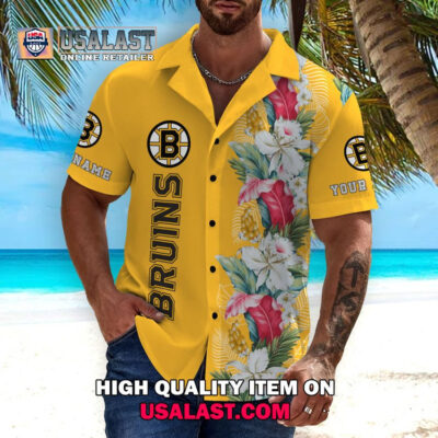 HOT Personalized Boston Bruins Tropical Flowers Unisex Hawaiian Shirt