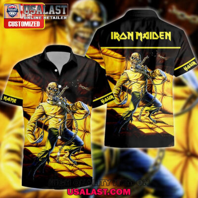 HOT Personalized Iron Maiden Piece Of Mind Short Sleeve Button Shirt