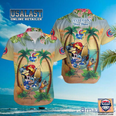 HOT Personalized Kansas Jayhawks Beach Party Short Sleeve Hawaiian Shirt