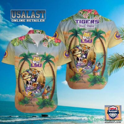 HOT Personalized LSU Tigers Beach Party Short Sleeve Hawaiian Shirt