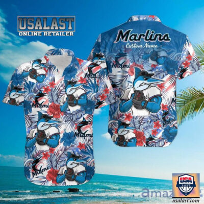 HOT Personalized Miami Marlins Billy The Marlin Tropical Hawaiian Shirt