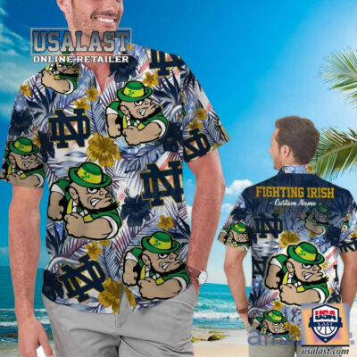 HOT Personalized Notre Dame Fighting Irish Leprechaun Tropical Hawaiian Shirt