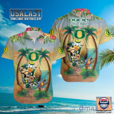 HOT Personalized Oregon Ducks Beach Party Short Sleeve Hawaiian Shirt
