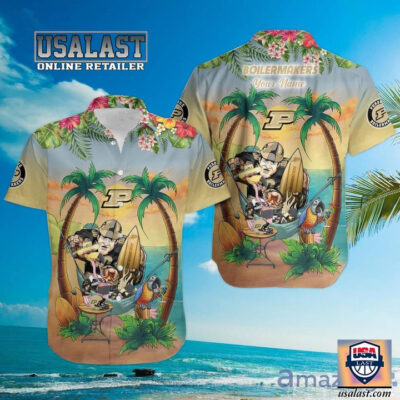 HOT Personalized Purdue Boilermakers Beach Party Short Sleeve Hawaiian Shirt