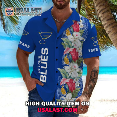 HOT Personalized St. Louis Blues Tropical Flowers Unisex Hawaiian Shirt