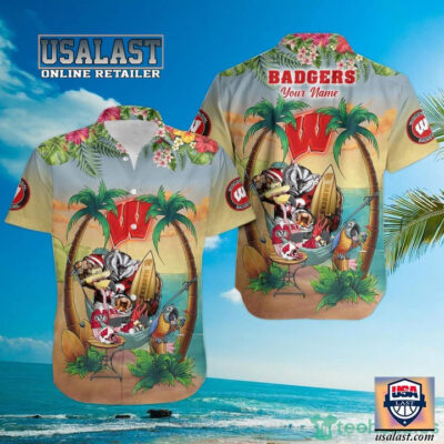 HOT Personalized Wisconsin Badgers Beach Party Short Sleeve Hawaiian Shirt