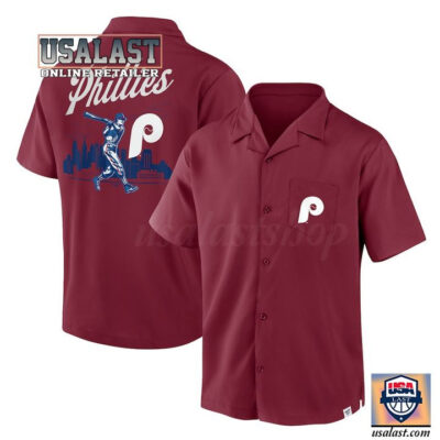 HOT Philadelphia Phillies Maroon Proven Winner Camp Hawaiian Shirt