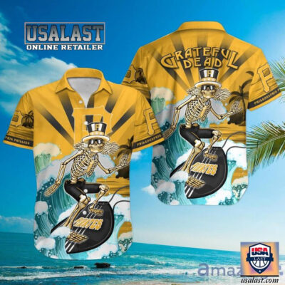 HOT Pittsburgh Pirates Skeleton Surfing Short Sleeve Hawaiian Shirt
