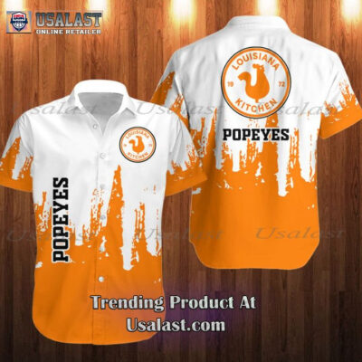 HOT Popeyes Fastfood Casual Button Hawaiian Shirt