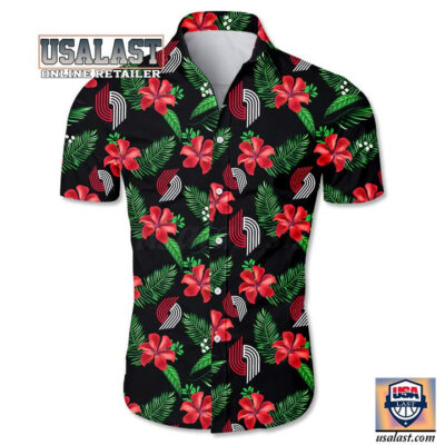 HOT Portland Trail Blazers Tropical Flowers Button Up Shirt