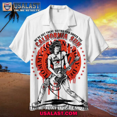 HOT Ramones Johnny Joey Dee Dee Tommy California Sun Hawaiian Shirt