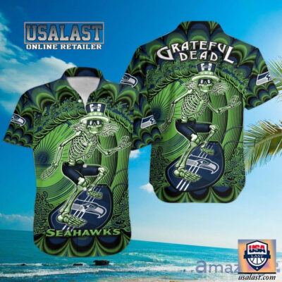 HOT Seattle Seahawks Grateful Dead Surfing Skeleton Hawaiian Shirt