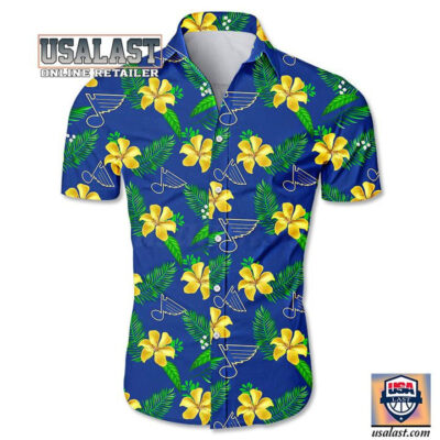 HOT St. Louis Blues Flowers Short Sleeve Hawaiian Shirt