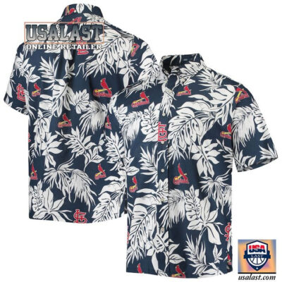 HOT St. Louis Cardinals Spooner Navy Aloha Hawaiian Shirt