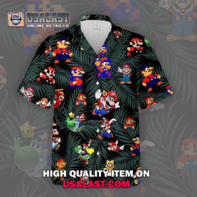 HOT Super Mario Short Sleeve Hawaiian Shirt For Adult And Kid