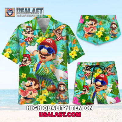HOT Super Mario Tropical Island Hawaiian Shirt And Short