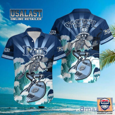 HOT Tampa Bay Rays Skeleton Surfing Short Sleeve Hawaiian Shirt