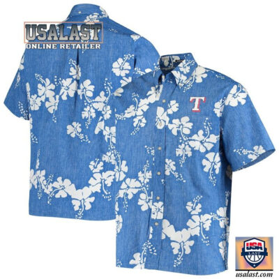 HOT Texas Rangers Heathered Royal 50th State Hawaiian Shirt